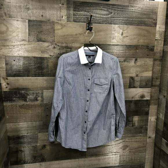 Tommy Hilfiger Collared Striped Shirt Size Medium - Picture 3 of 7